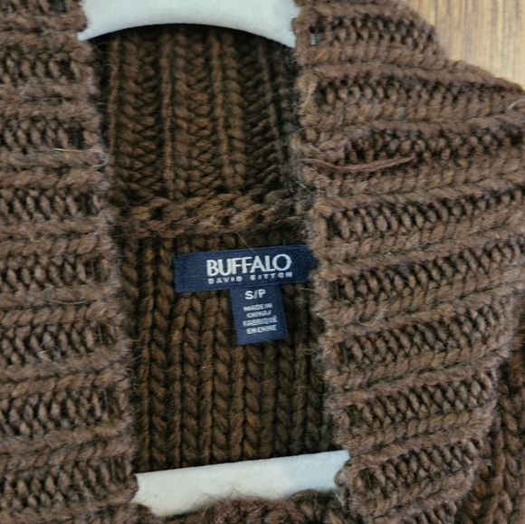 Buffalo David Bitton Dark Brown Cable Knit Sweater Fall Winter Perfect Small - Picture 5 of 6